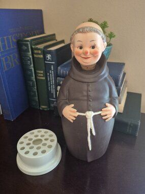 Rare Friar Tuck Liquor Decanter Cigarette Dispenser Ceramic Barware